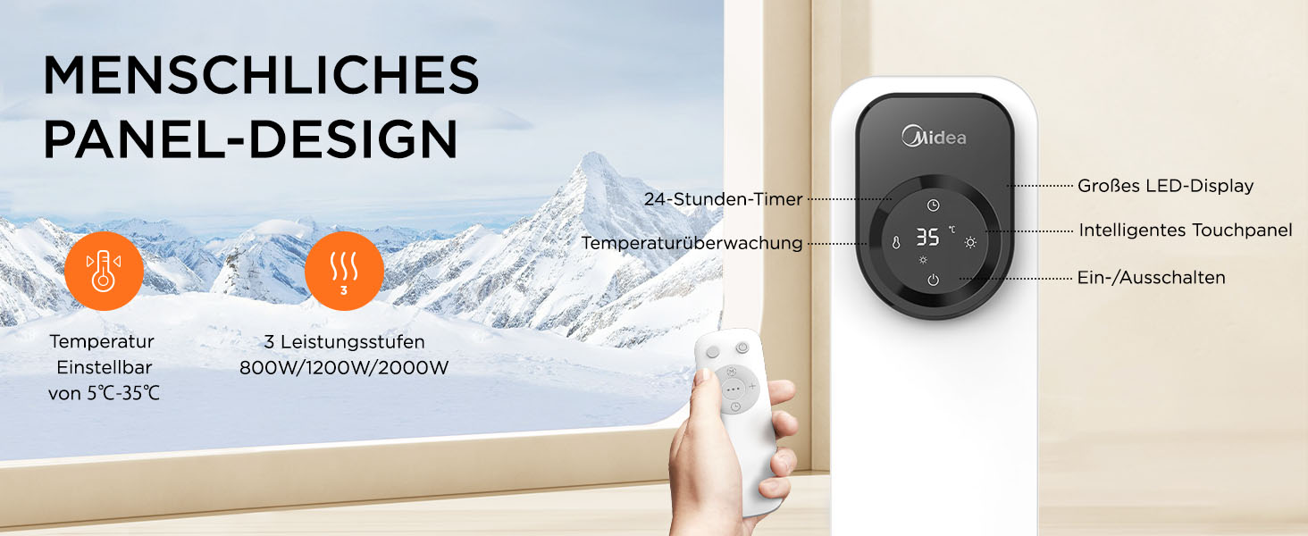 Масляний радіатор Midea NY2311-24UR, 2300 Вт, 11 секцій, з пультом ДК та LED-дисплеєм, чорний