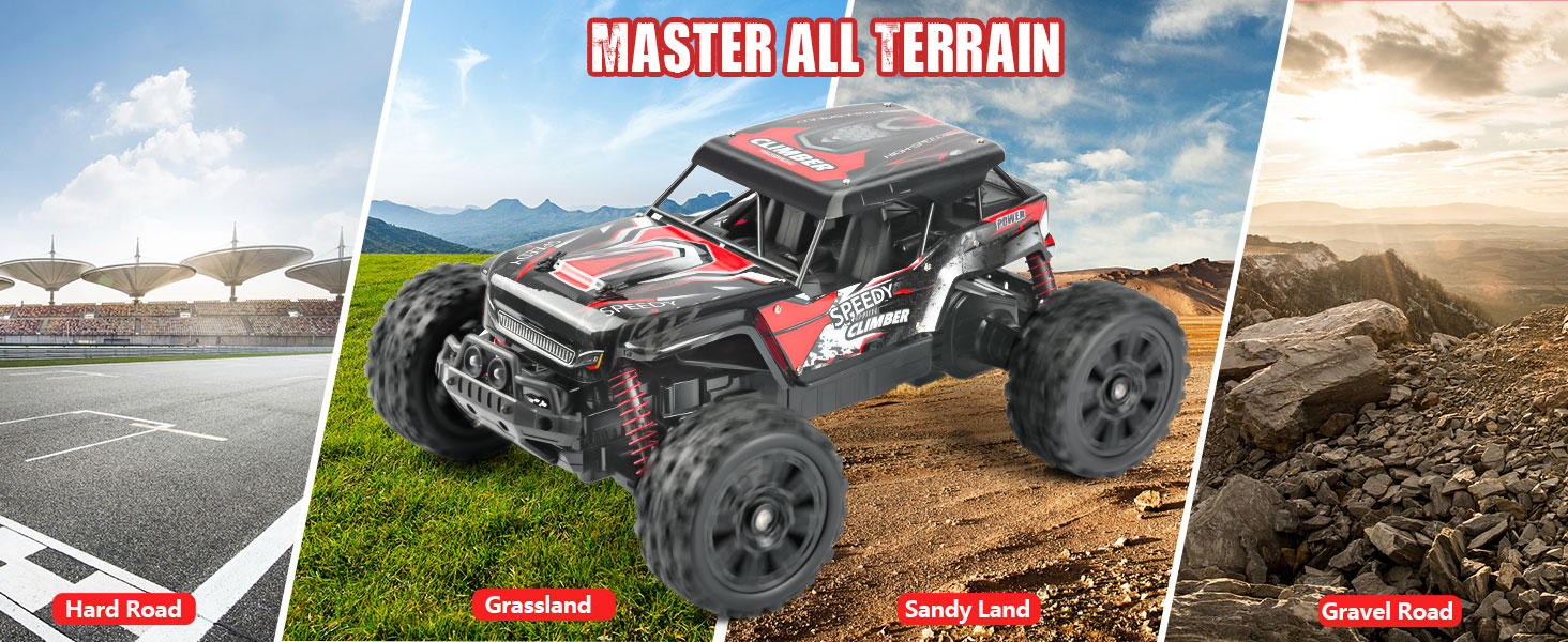 Радіокерований позашляховик Monstertruck 2.4GHz, 25 км/год, червоний - DIY збірка, великий розмір, для дорослих та дітей