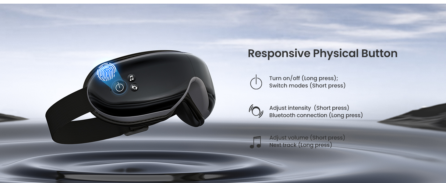 Масажер для очей RENPHO Eyeris 1 з пультом, підігрівом, вібрацією та Bluetooth, акумуляторний. Для сухих очей, подарунок для жінок та чоловіків (чорний)