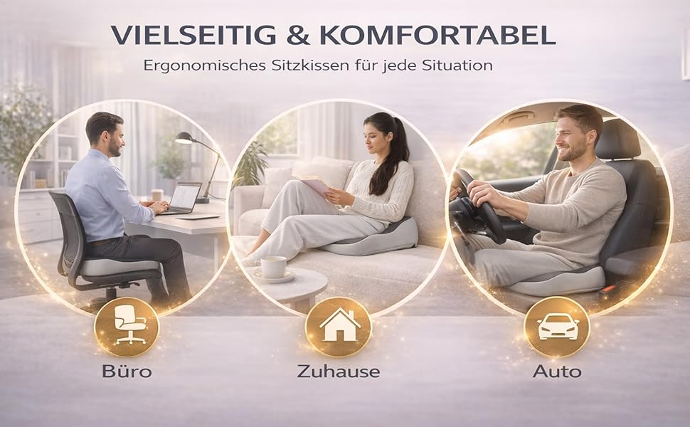Подушка для сидіння XXL 52 см з піни Memory Foam високої щільності – для офісу, авто, геймінгу та дому. Ефективна підтримка спини та куприка.