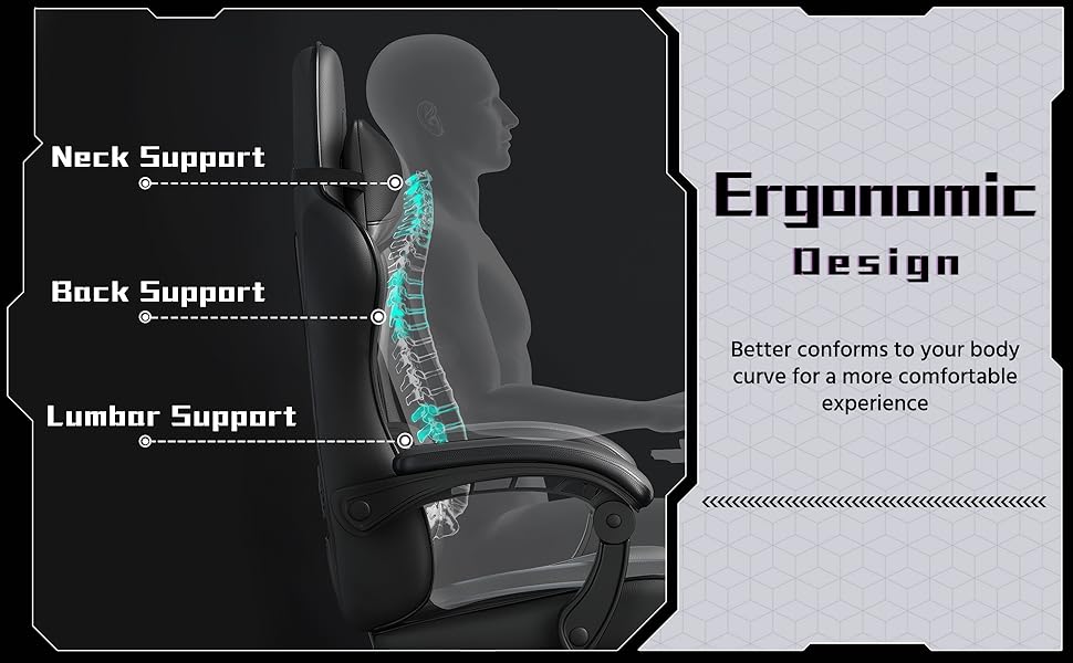 Ігровий крісло Yaheetech з масажем, регульована спинка 90-135°, комп'ютерне крісло з підніжкою, білий (чорний)