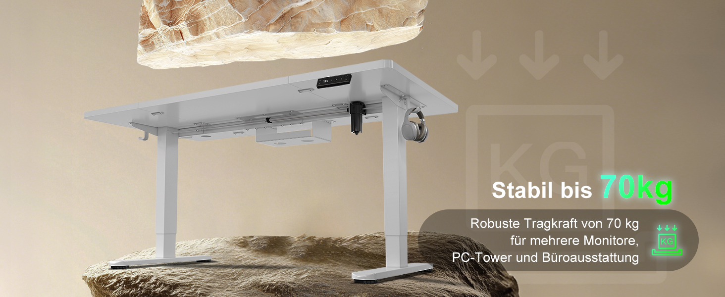 Електричний стіл Devoko 200x80 см з USB-C, білий. Регулювання висоти, комп'ютерний стіл з органайзером для кабелів