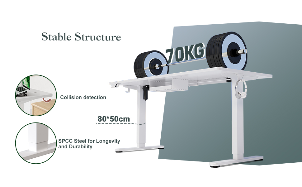 Електричний регульований стіл Airfish 120x80 см з USB-C, керуванням кабелів та 3 рівнями пам'яті (білий)