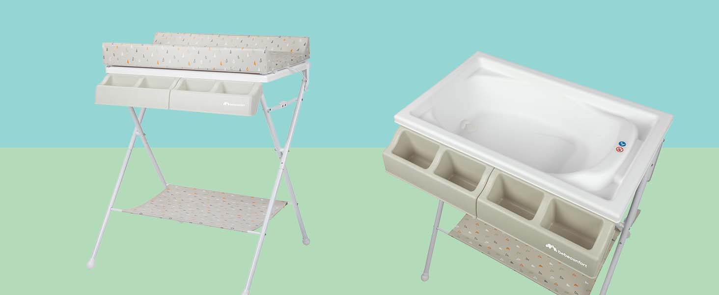 Дитяча ванночка та пеленальний столик 2-в-1 Bebeconfort, сірий (Baltic), 0-12 місяців