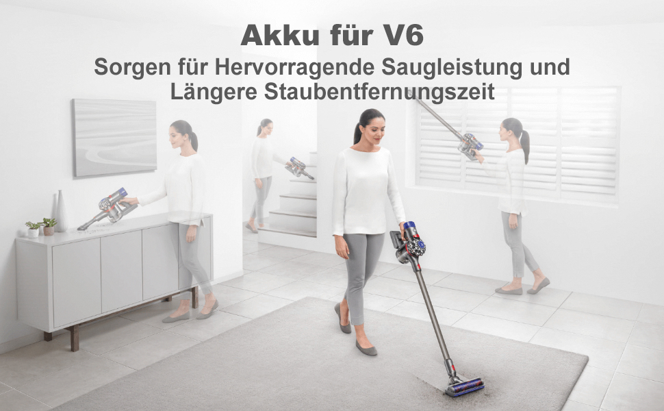 Змінна батарея EVARY 6000mAh V6 для Dyson з РК-дисплеєм, сумісна з DC62-DC74, в т.ч. 2 фільтри щітка