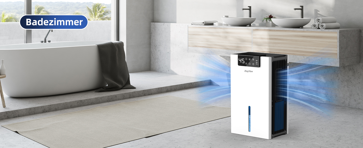 Електричний осушувач повітря 2700 мл з фільтром, тихий (28 дБ), з нічним режимом та 7 кольорами, білий