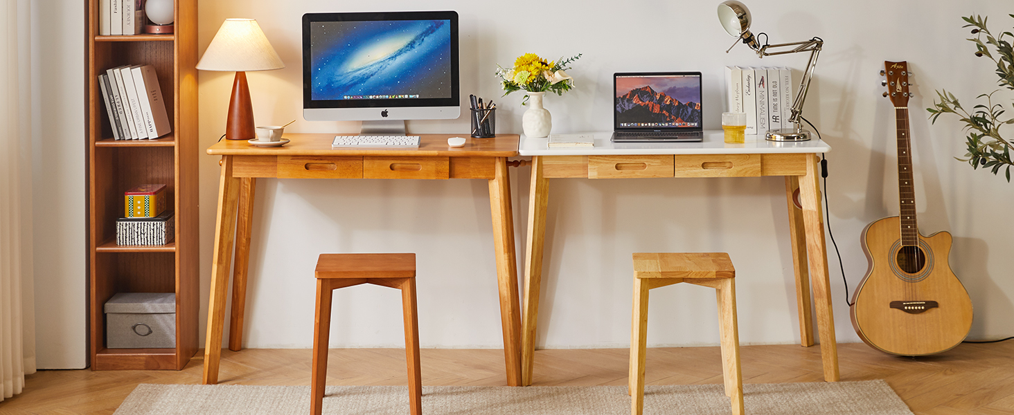 Дерев'яний письмовий стіл з шухлядою та вішалкою, 100 x 50 x 75 см, Колір вишневого дерева, YD-WD01N