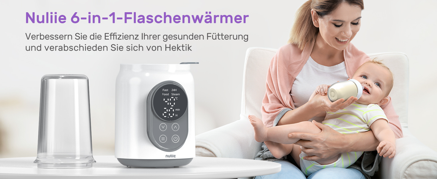 Електричний підігрівач для пляшечок Nuliie 6-в-1: для грудного молока та сумішей, з регулюванням температури та автовимкненням, 220V