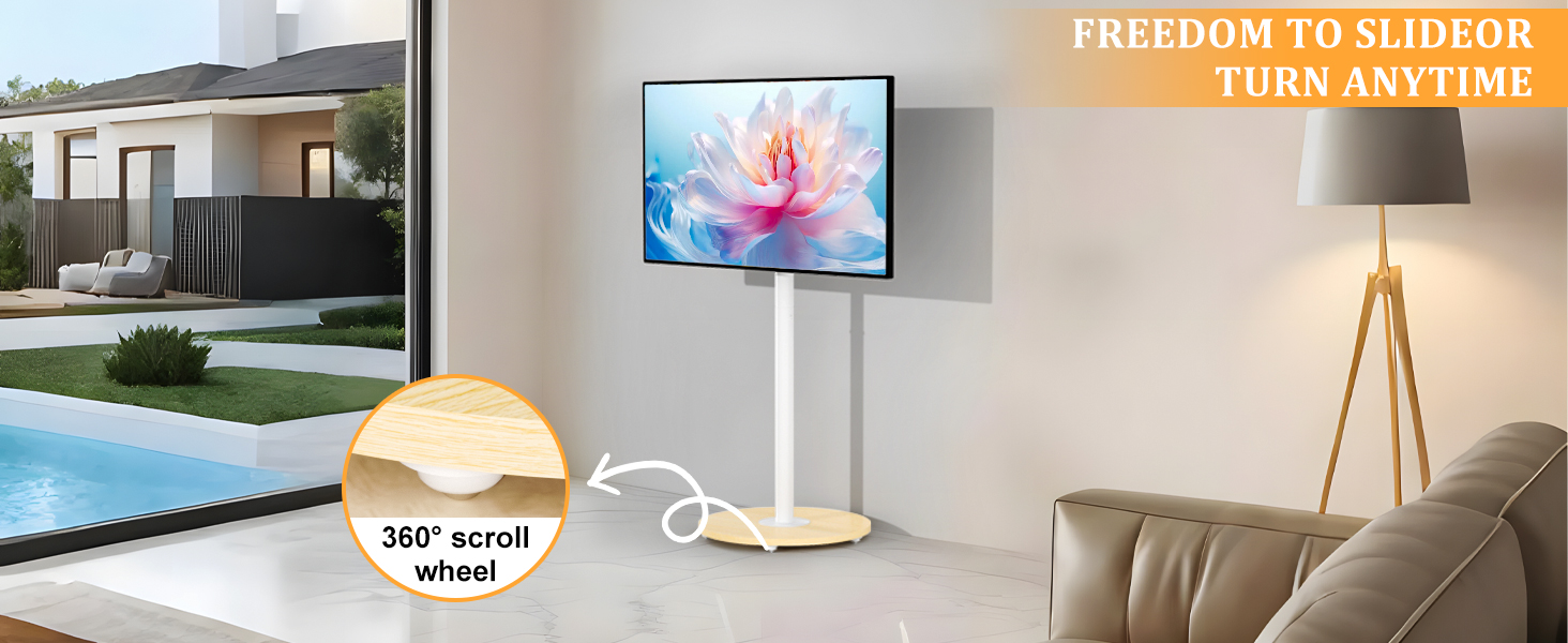 Підставка для телевізора Unho з регульованою висотою, біла, на коліщатках, для екранів 40-75 дюймів, VESA 600x400 мм, до 50 кг