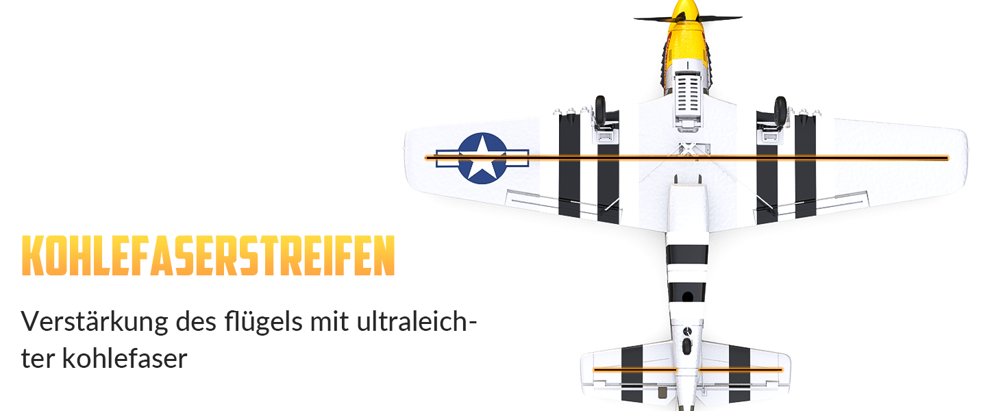 RC літак HAWK'S WORK P-51D Mustang 2.4GHz - Готовий до польоту, 6-осьовий гіростабілізатор, для дітей та початківців (зелений, безщітковий)