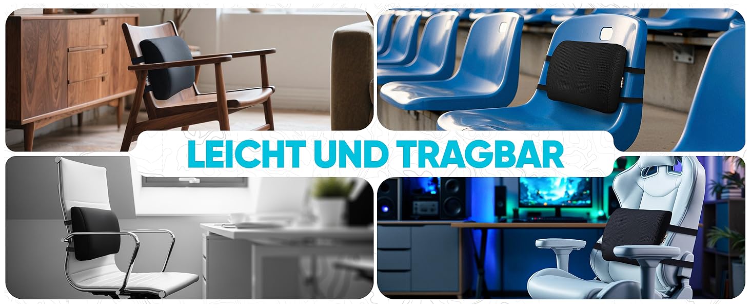 Подушка під поперек FORTEM для авто та офісного крісла, ортопедична підтримка спини з ефектом пам'яті (Memory Foam), дихаюча сітчаста оббивка, чорна