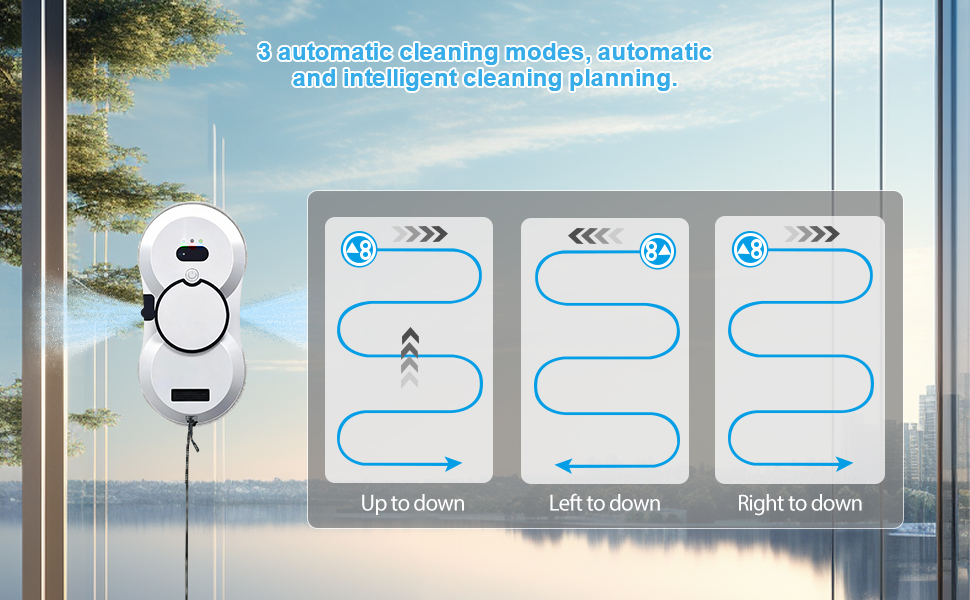 Робот для миття вікон з автоматичним струменем води, 5600 Па, для гладких поверхонь, з пультом дистанційного керування, з 10 мікрофібровими серветками
