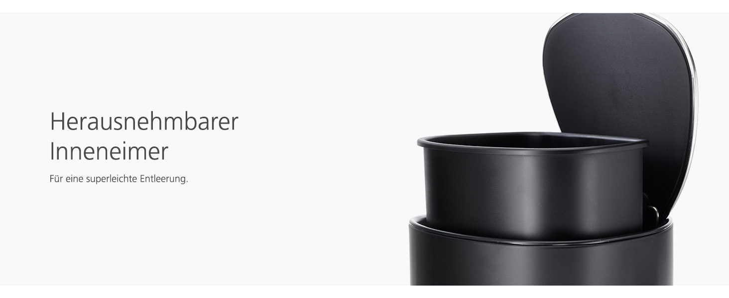 Сміттєве відро Joseph Joseph EasyStore Luxe 5л з нержавіючої сталі, з автоматичним закриттям кришки, знімним внутрішнім відром, для ванної, спальні, офісу (Чорний)