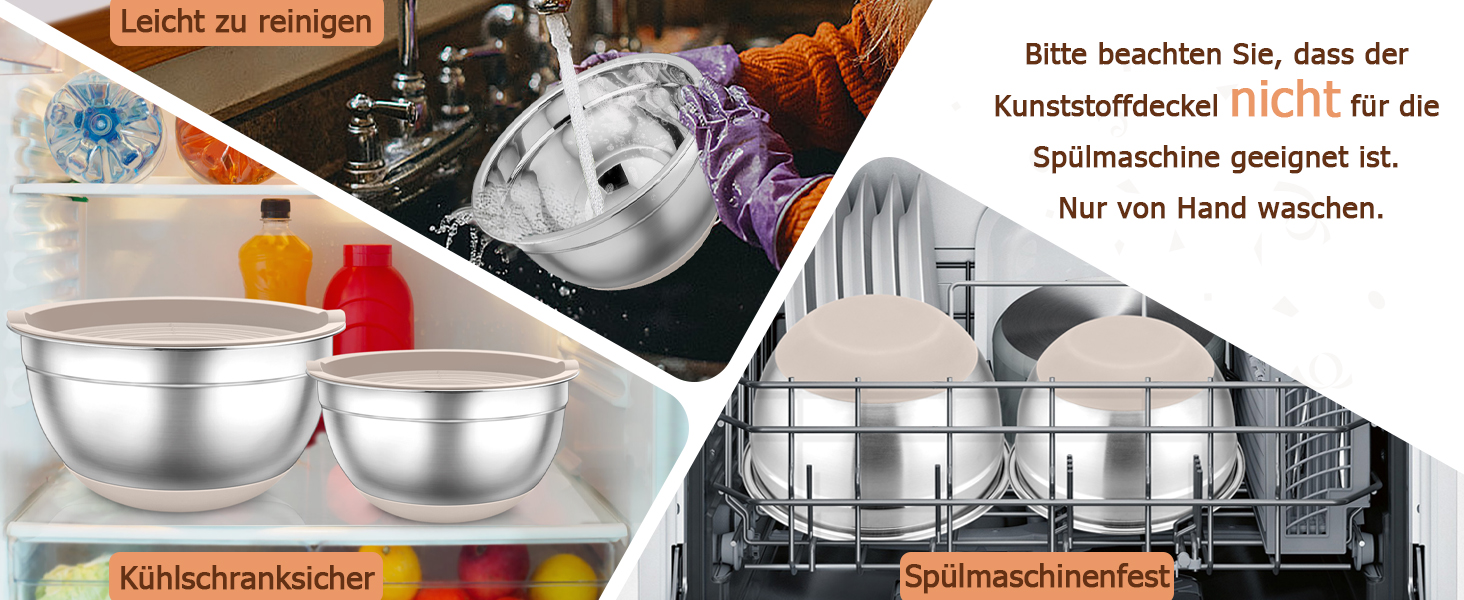 Набір місок TEAMFAR з нержавіючої сталі: салатові міски з кришкою та силіконовим дном, 0.7-6.5 л, (Хакі, 2)