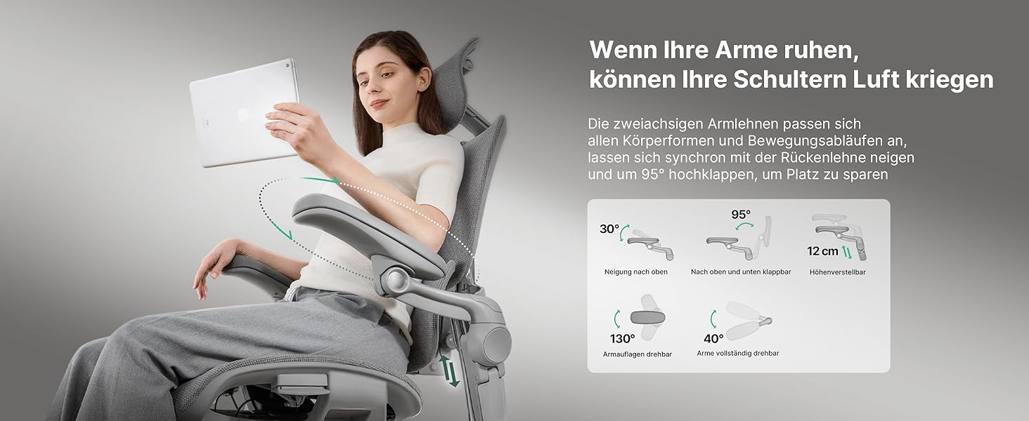 Офісний стіл HINOMI H2 Pro з ергономічною підтримкою попереку, регульованою підголівником та підлокітниками, до 150 кг, дихаюча сітка, поворотний крісло для дому та офісу, сірий