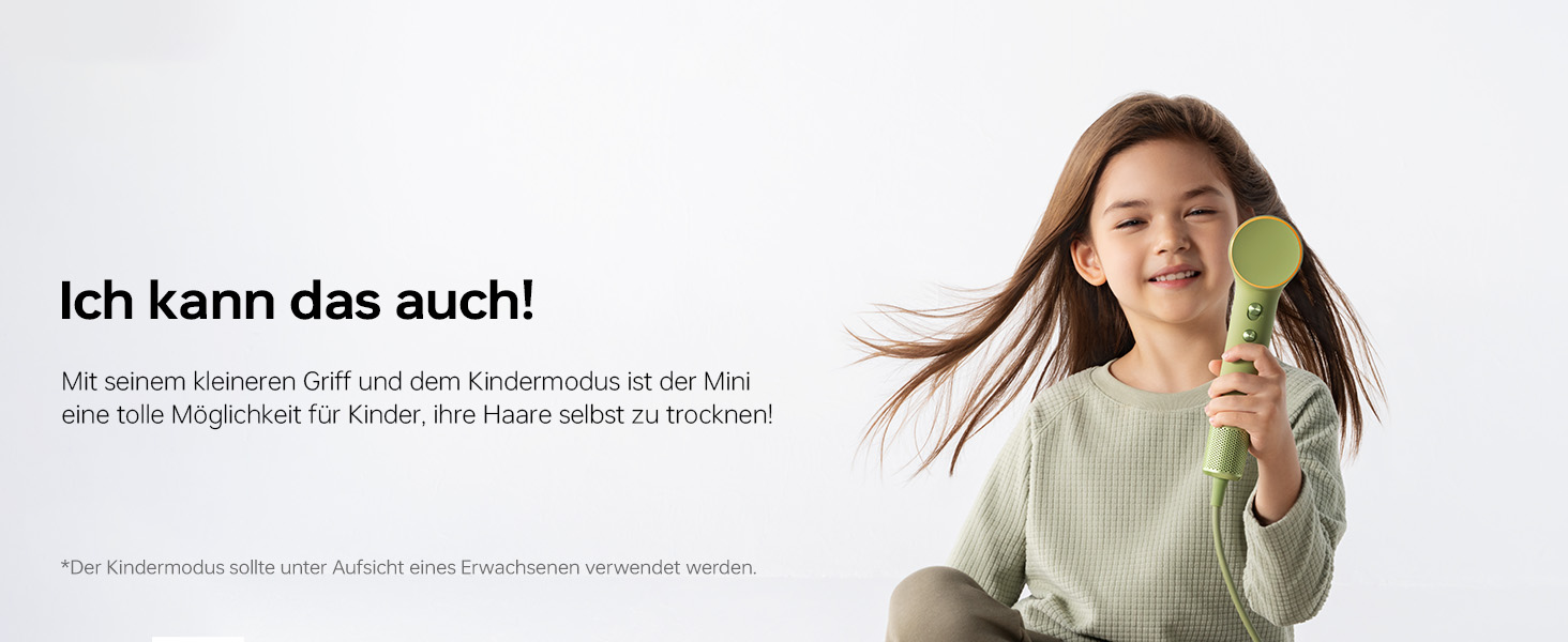 Компактний фен для волосся Laifen Mini з безщітковим двигуном (110 000 об/хв) та іонізацією, швидке сушіння, низький рівень шуму, колір зелений