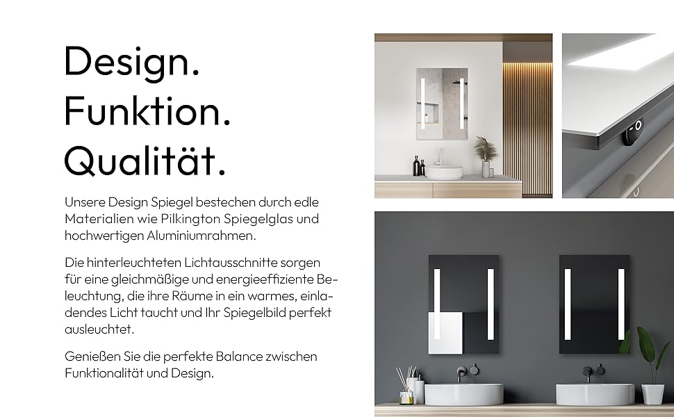 Дзеркало для ванної кімнати Talos Horizon LED 50x70 см з підсвічуванням, нейтрально-білим світлом та алюмінієвою рамою