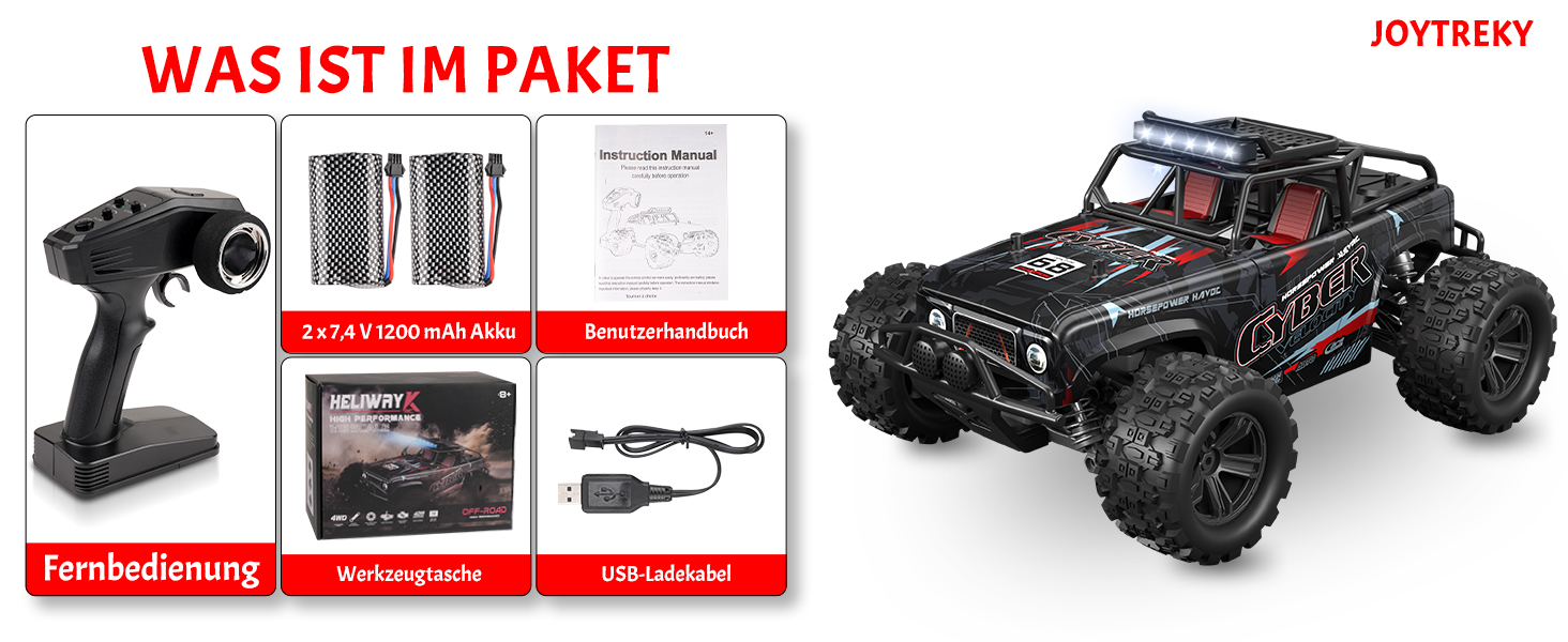 Радіокерований позашляховик 1:18, 4WD, 40 км/год, 2 батареї, 2.4GHz, чорний - іграшка для дітей та дорослих