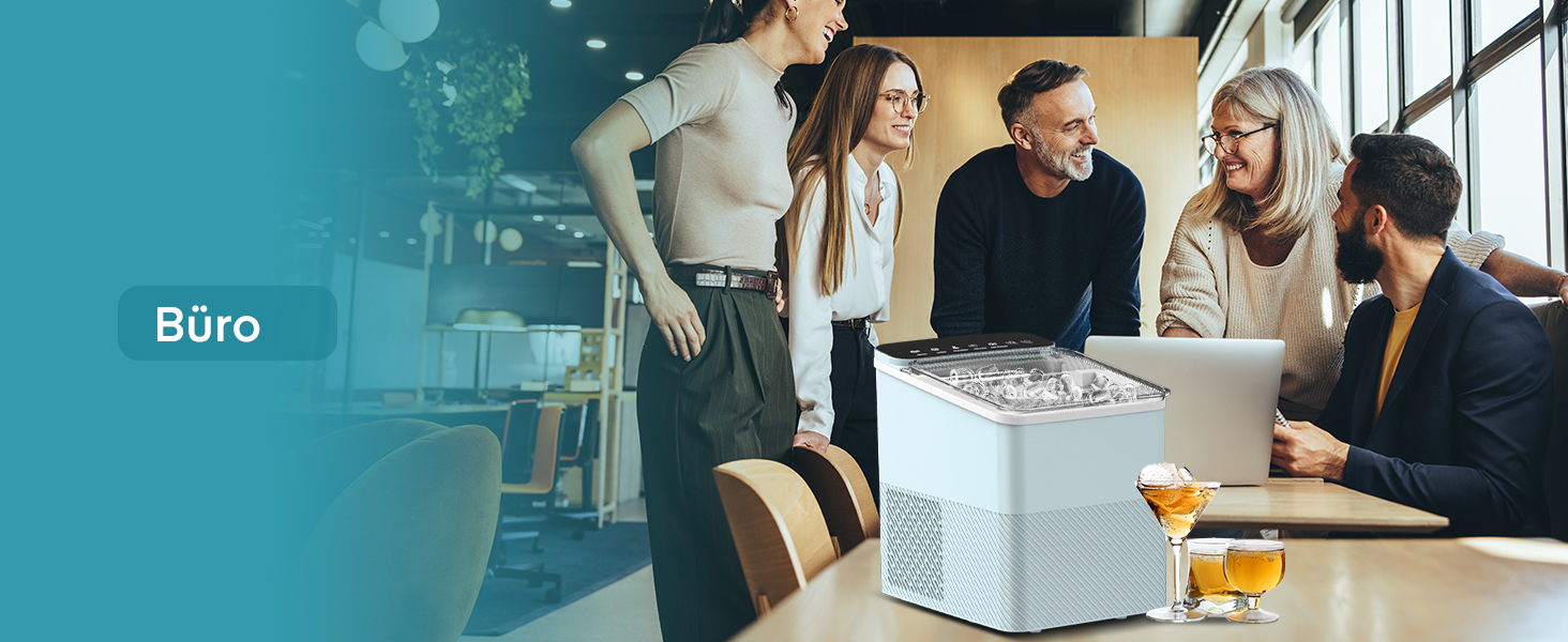 Льодогенератор Fohere портативний самоочисний 14 кг/24год, 2 розміри льоду, блакитний для дому, бару, офісу, кемпінгу зі шкребком та кошиком