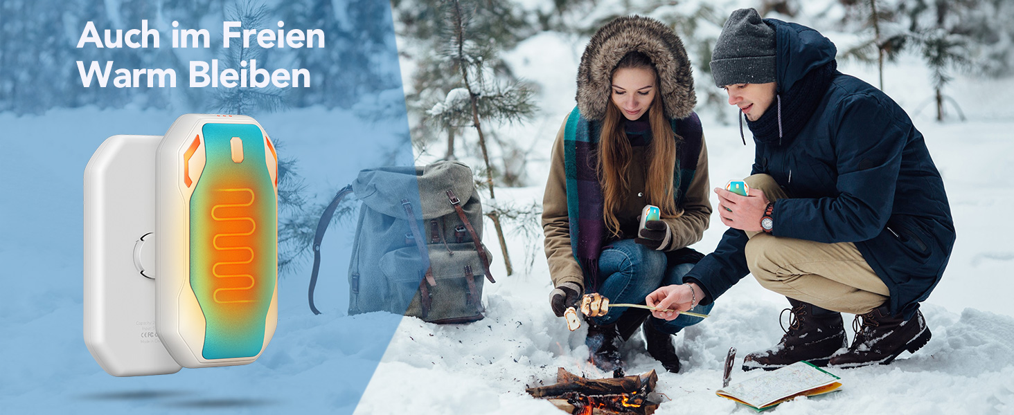 Електричні грілки для рук PHEJIE 2 шт. з 3 режимами нагріву, портативні, для активного відпочинку, кемпінгу, гольфу, подарунок для жінок та чоловіків (синьо-білі)