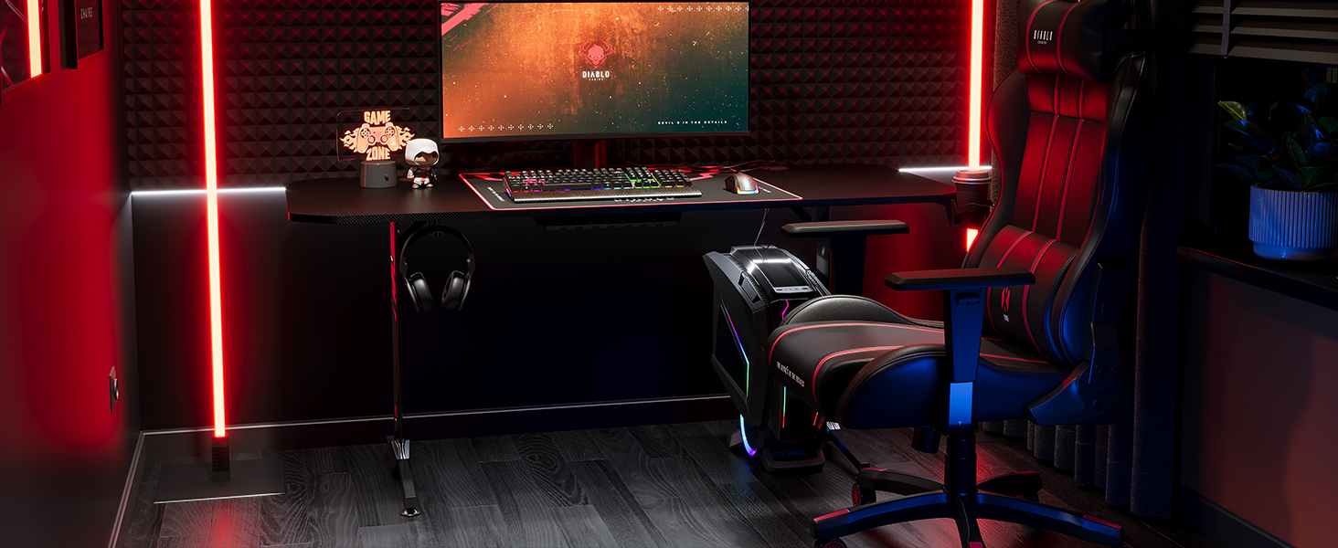 Ігровий стіл Diablo Gaming для ПК та комп'ютера, 160x75x75 см, білий