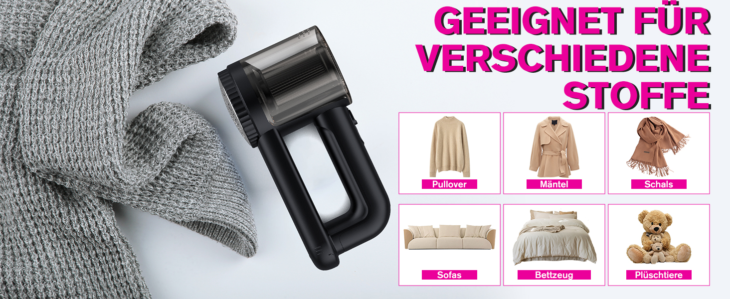 Електричний видальник ворсу Homtronics з USB-зарядкою, LED-дисплеєм та 6-ма лезами для одягу, диванів та килимів, чорний