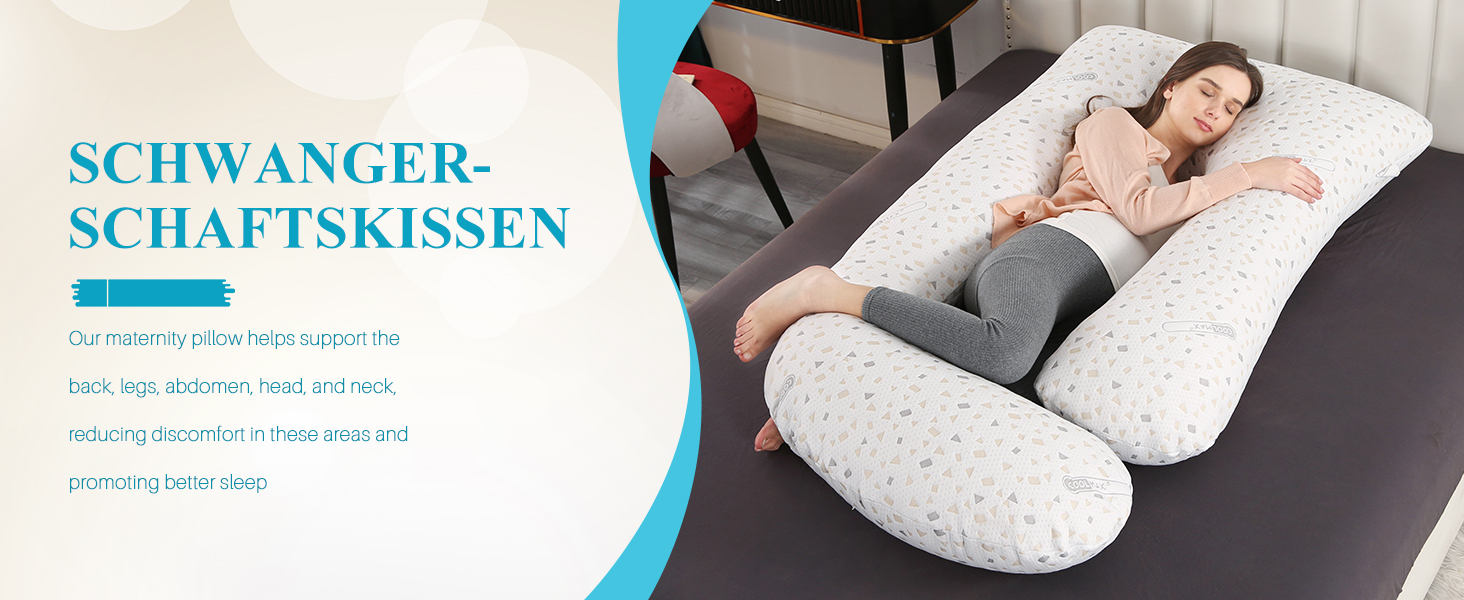 Подушка для вагітних GKXLH - J-подібна подушка для підтримки спини, живота та стегон, для комфортного сну, знімний чохол