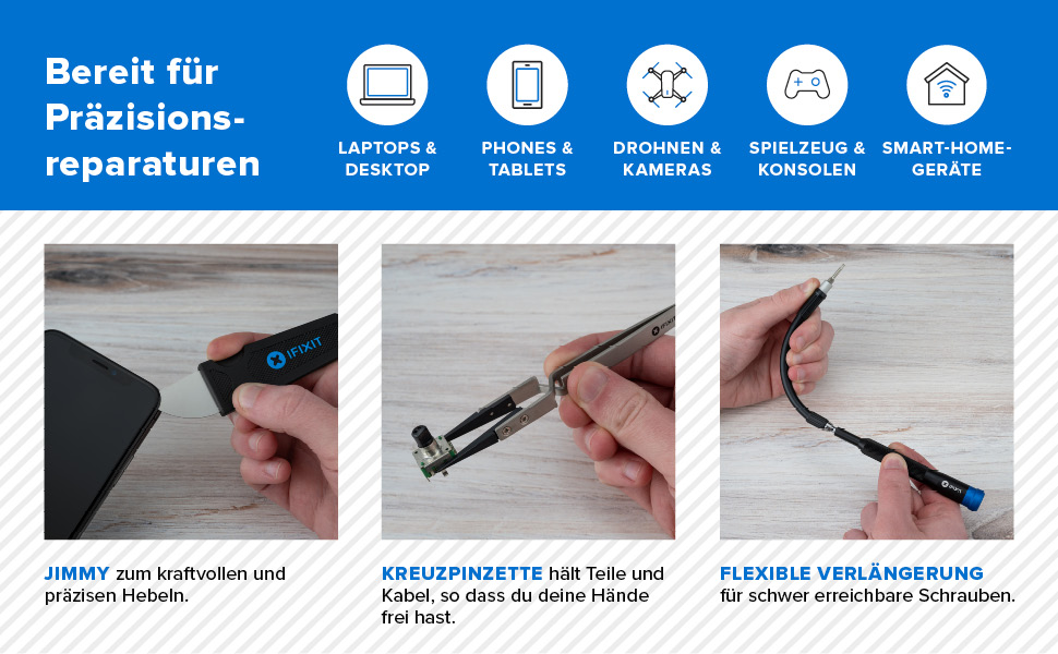 Набір інструментів iFixit Pro Tech для ремонту електроніки: біти та відкривачі для телефонів, ноутбуків, ПК, ігрових консолей (Синій)