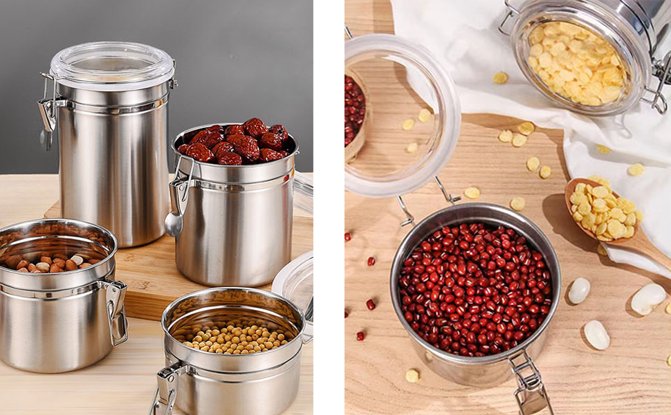 Набір контейнерів для зберігання продуктів (2 шт, 1.8L, нержавіюча сталь)