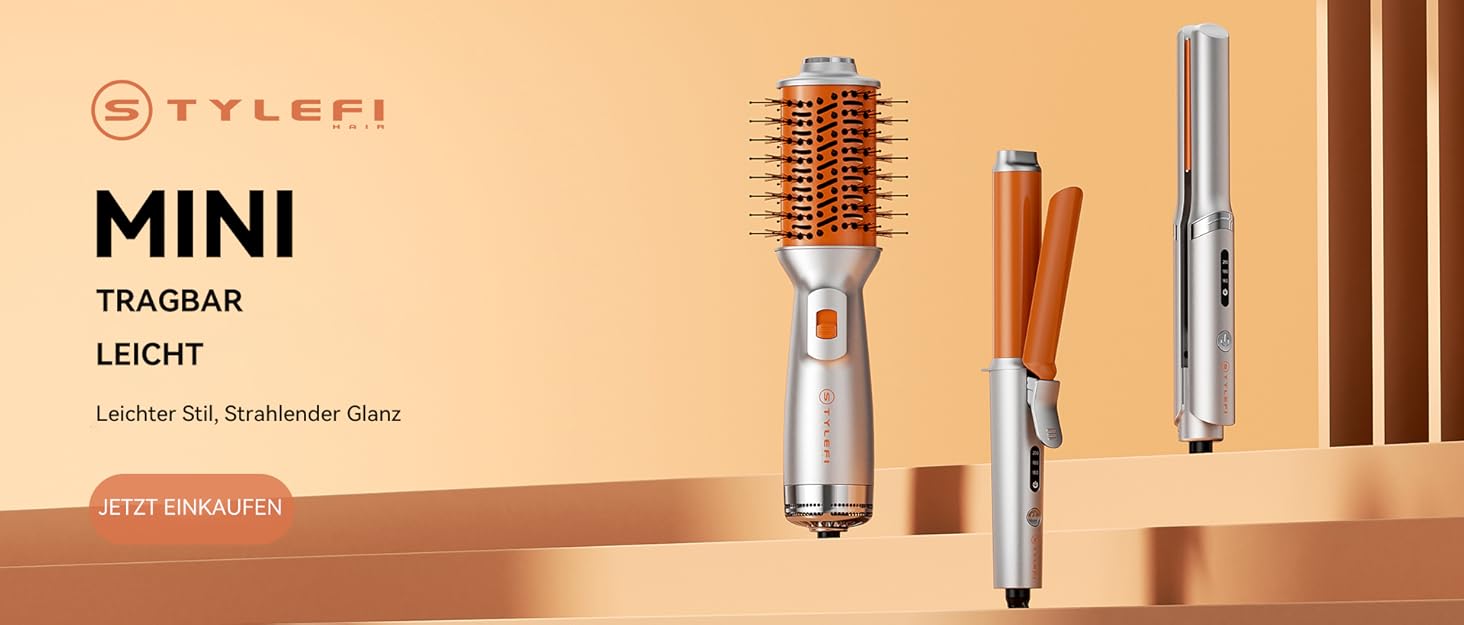 Hairstyler 5-в-1 з ефектом Coandă: Фен-щітка, автоматичний локон, об'єм та сушка (Помаранчевий)