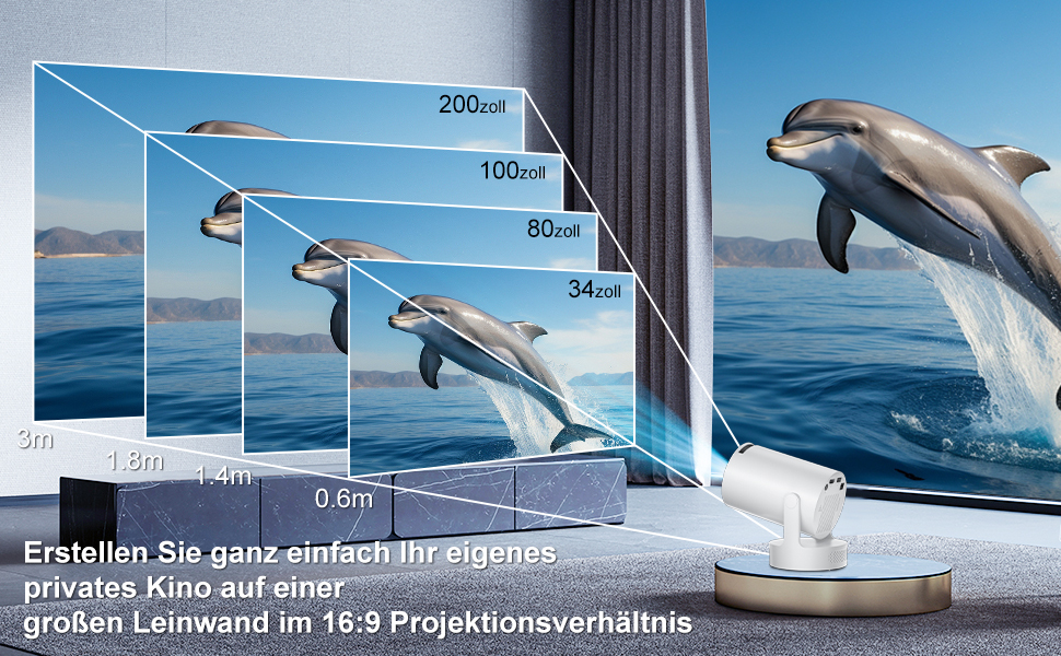 Міні проєктор Salange 4K з Wi-Fi 6, Bluetooth 5.2 та Android OS 11.0. Підтримка 180° повороту, для телефону/Xbox/ноутбука/TV Stick/USB. Білий (HY300ula + 5W динамік)