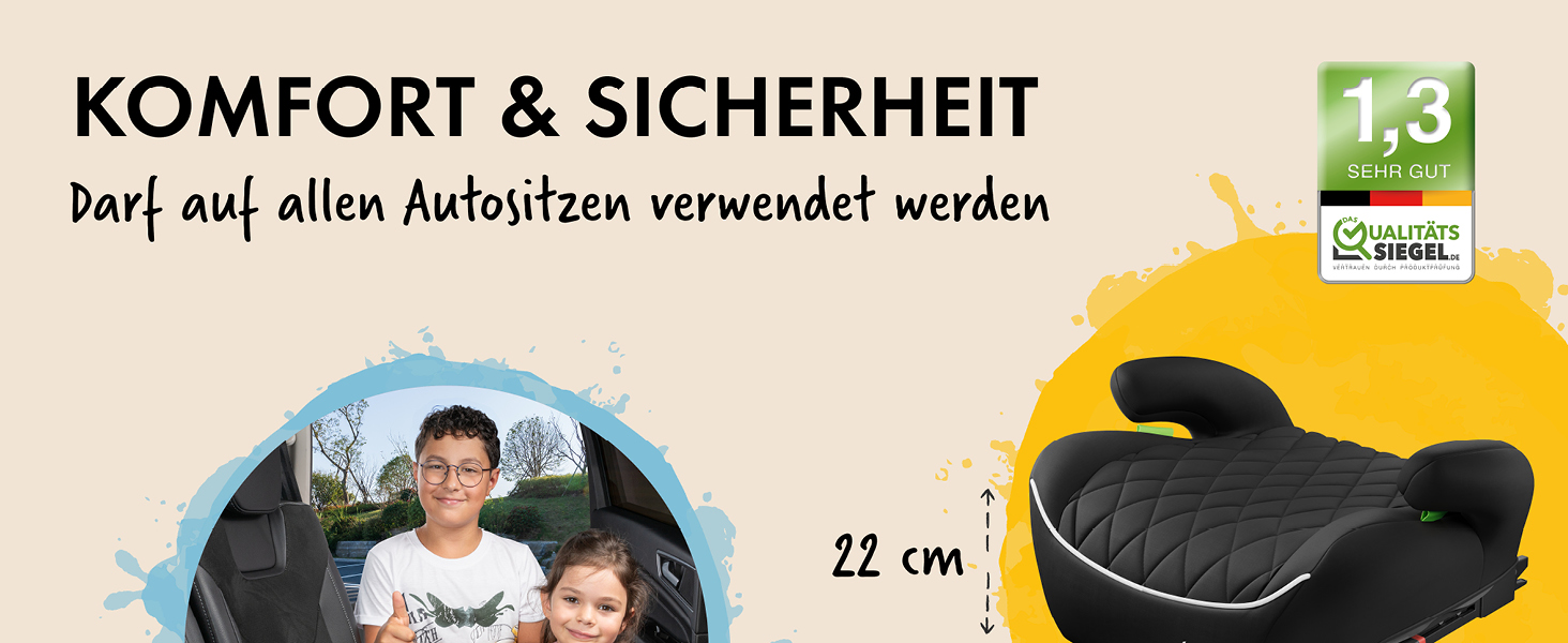 Автобустер WALSER Premium Andy ISOFIX 125-150 см, чорний - Дитячий автокрісло підвищувач ECE R129 (2024)