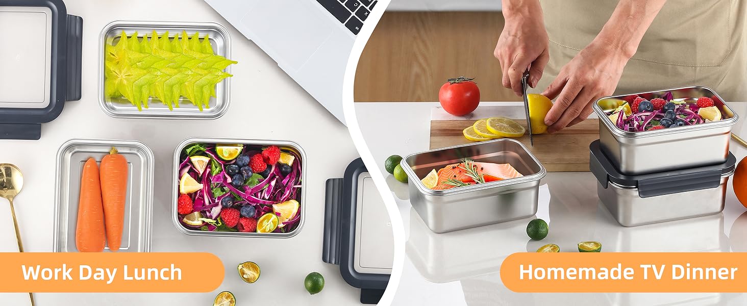 Набір контейнерів для їжі Misichao з нержавіючої сталі (3 шт x 600 мл) - герметичні, для кухні та обіду