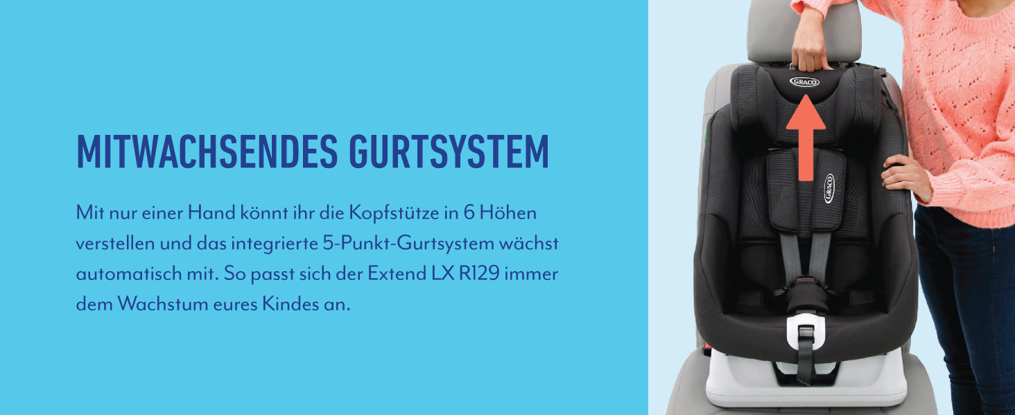 Автокрісло Graco Extend™ LX R129 Reboarder: від народження до 4 років (40-105 см), поворотне, збоку захист, чорний, Midnight Extend i-Size Single