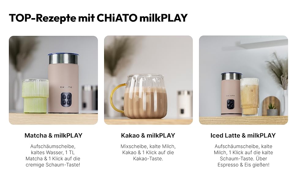 milkPLAY Пінороб електричний 4-в-1 для молока, кави та напоїв (Cream) - спінювач, підігрівач для лате, капучино, матча, какао