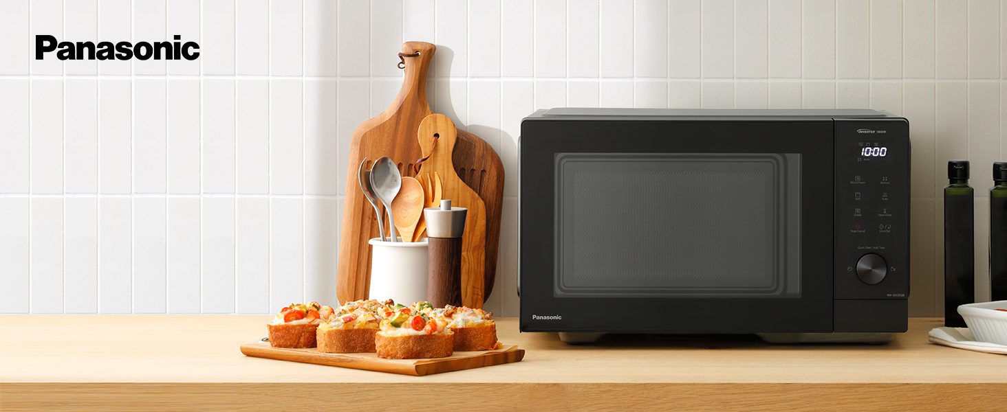 Мікрохвильова піч Panasonic NN-GD35HBGTG з грилем та функцією пару (23 л, 1000 Вт, чорна) - Комбінована мікрохвильова піч з піца-панеллю