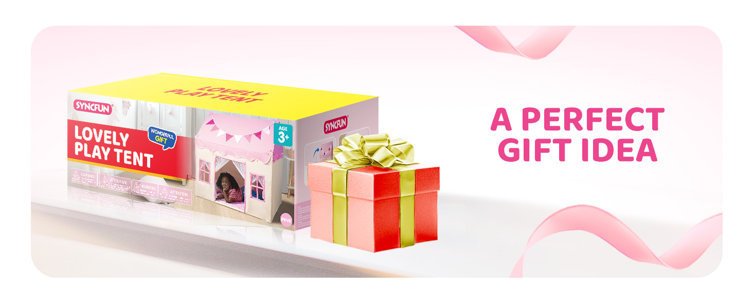 Дитячий намет SYNCFUN з килимком та світлом для гри в приміщенні. Ігровий будиночок для дівчаток 3-13 років. Рожевий намет для дітей