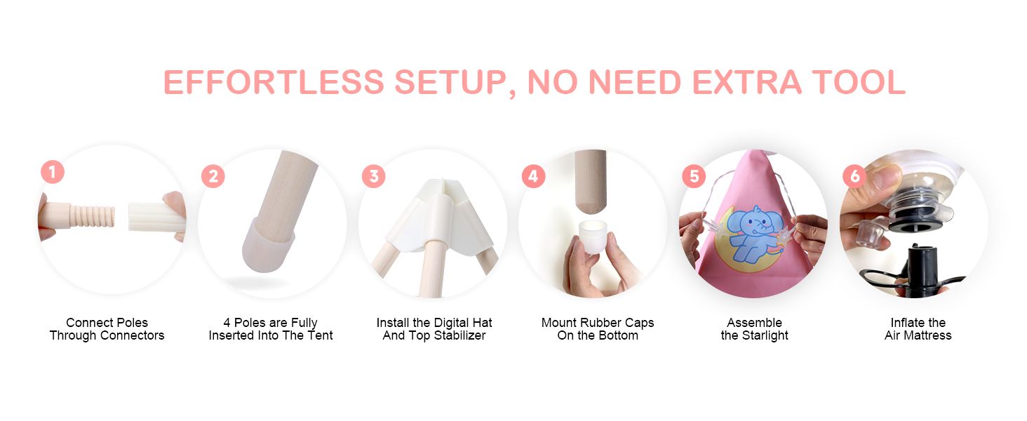 Дитяче намет-типі Heypappy з ліжком, гірляндою та кульками - ігровий будиночок для дівчаток та хлопчиків (рожевий)