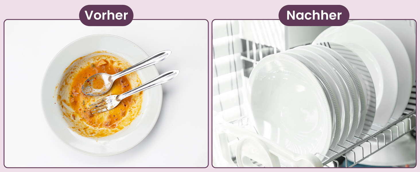 Посудомийна машина HAVA для столу з пом'якшувачем води та підвищеною енергоефективністю, 8 програм миття, блокування від дітей та відкладений старт, не потребує встановлення - ніжний лавандовий колір, TDJR09