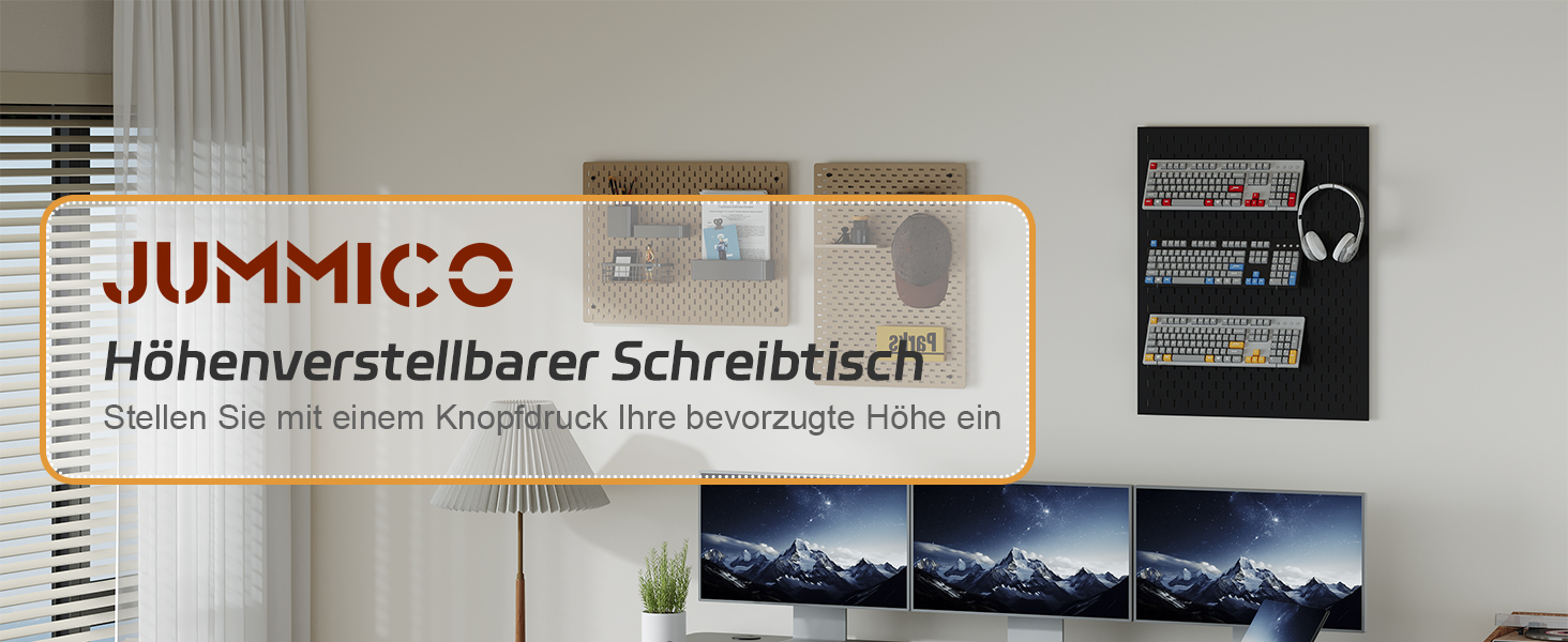 Електричний регульований стіл JUMMICO 100x60 см, чорний, з USB-портом для зарядки, ергономічний