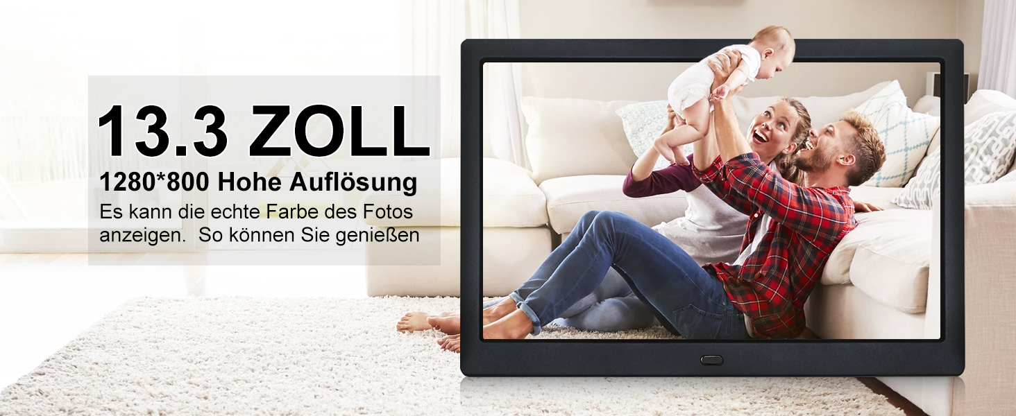 Цифровий фоторамка TSITSC 8.7 дюйма, IPS-дисплей 1024*768, календар, музика, фото- та відеоплеєр, підтримка USB/SD, з пультом ДУ (Чорний)