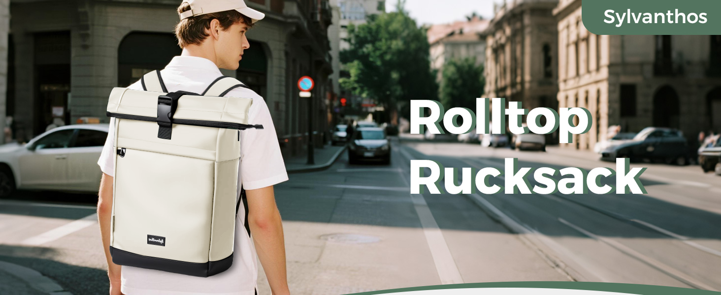 Водонепроникний рюкзак для ноутбука Rolltop 18-25Л, білий (30x13x48 см)