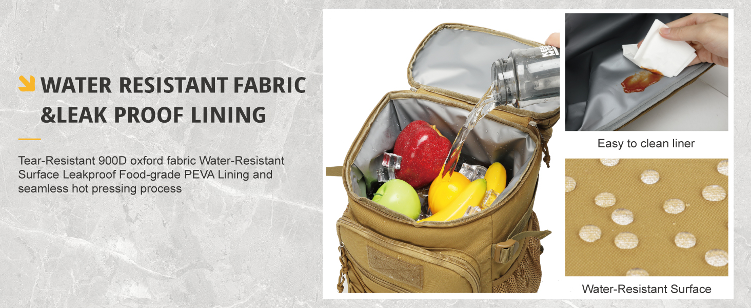 Тактичний холодильний рюкзак 25L – ізольований, водовідштовхуючий, міцний. Ідеальний для роботи, відпочинку, кемпінгу та піших прогулянок (Колір: Коричневий)