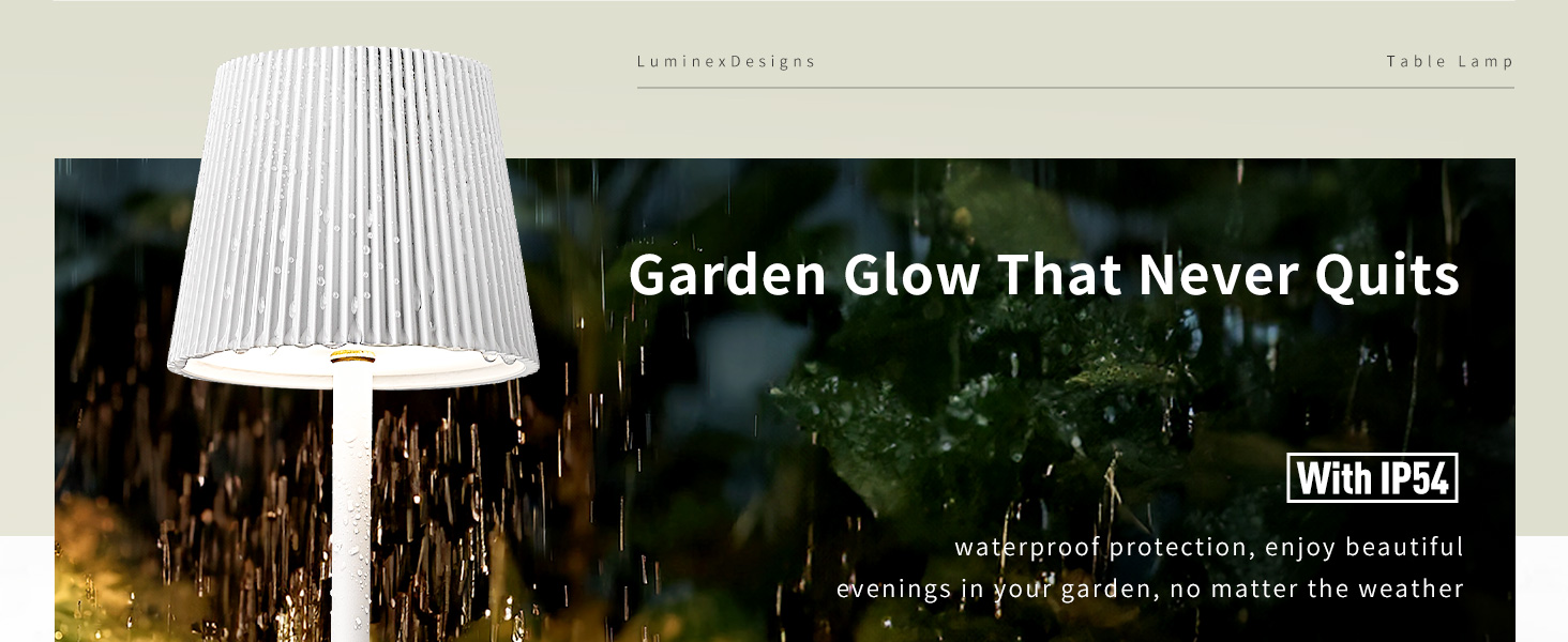 Стійка LED лампа LuminexDesigns бездротова з акумулятором 5200mAh, диммування, IP54, для дому та саду, 3000K/4500K/6000K, білий