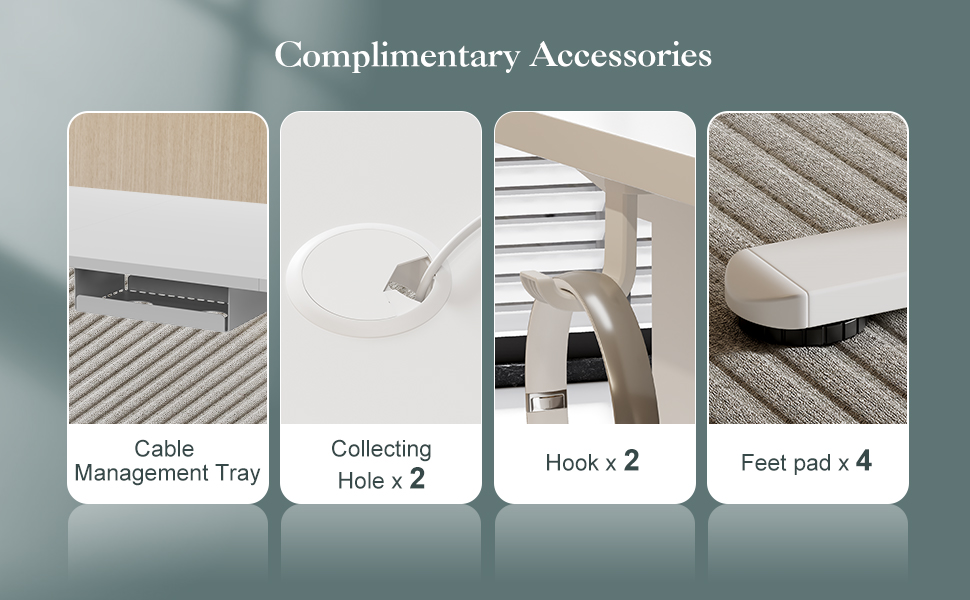 Електричний регульований стіл Airfish 120x80 см з USB-C, керуванням кабелів та 3 рівнями пам'яті (білий)