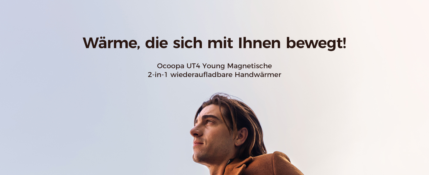 Електричні грілки для рук OCOOPA UT4 Young Obsidianschwarz, 5000mAh, 2 шт. - Компактні, Водонепроникні, Швидкий нагрів, USB, для зими