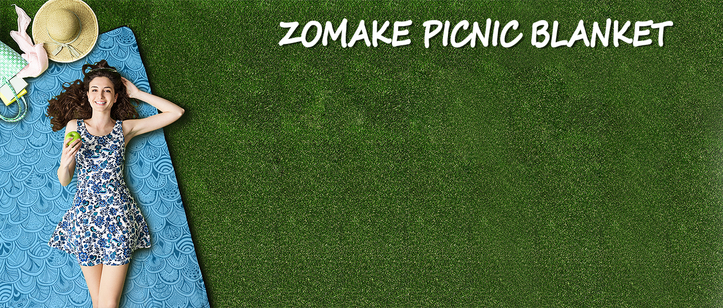 Водонепроникний плед для пікніка ZOMAKE XXL 200x200 см, велика ізольована підстилка для кемпінгу, що миється, з ручкою для перенесення (колір: павлиновий синій)