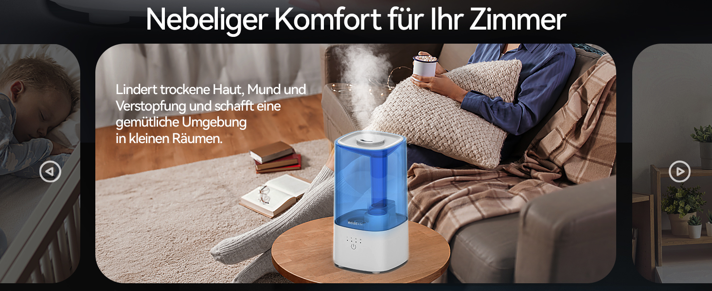 Зволожувач повітря автоматичний для спальні та великих приміщень 4.5л з таймером, сенсором вологості, до 18 годин роботи, автовимкнення, 360° розпилення (Чорний)