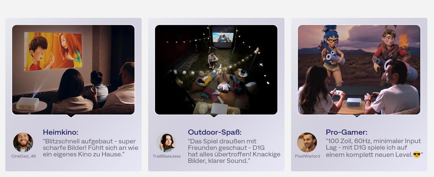 Aurzen Eazze D1 Smart Beamer: 4K проєктор для дому з Wi-Fi, Bluetooth, Netflix, Dolby Audio, автофокусом та корекцією трапеції. Підтримує Full HD 1080P. Білий (GTV)