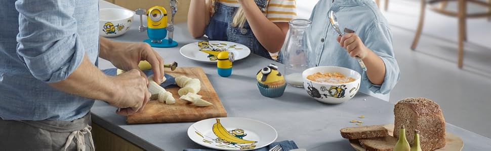 Набір дитячого посуду Minions WMF Cromargan, 6 предметів, з нержавіючої сталі, від 3 років, без гравію, придатний для миття в посудомийній машині